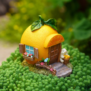 Maison miniature créative Orange Cottage, décoration de jardin, bonsaï, maison en forme de gland, ornement de bureau, cadeau d'anniversaire pour un ami - Product Image 3