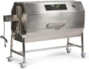 Barbecue à charbon de bois d'extérieur en acier inoxydable 125 lb avec couvercle à capot et fenêtre en verre pour rôtir <span class=keywords><strong>poulet</strong></span>, agneau, cochon, bœuf - Product Image 2