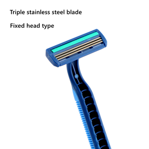 Bán buôn ba lưỡi dao cạo dùng một lần với tay cầm cao su và lưỡi thép không gỉ - Product Image 4