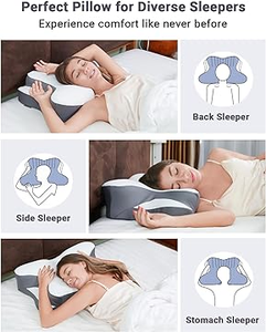 Bantal serviks bantal busa memori untuk nyeri leher, bantal penopang leher ortopedi ergonomis untuk sisi - Product Image 5