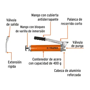 Inyector de Grasa BOX 2 de 14 oz, 8000 PSI con Agarre Antideslizante - Product Image 1