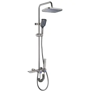 Button Rain Shower Set Bathtub Faucet Polished Brass Luxury Bathroom Wall  Mount Hand Shower Chrome/Black