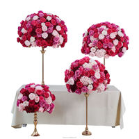 Hoogwaardige, duurzame, luxe zijden rozenrode bloemen bruiloft centerpiece tafeldecoraties bloemstukken kunstbloemen