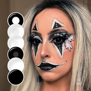 Pseyeche Kính Áp Tròng Màu Trắng Kính Áp Tròng Màu Halloween Đáng Sợ Kính Áp Tròng Hóa Trang Bị Mù Điên Màu - Product Image 1