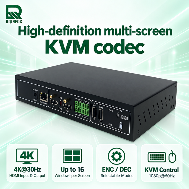 4K30Hz High Definition Multi Screen Distributed KVM Codec  3840x2160 30Hz Input & Output Encoder Decoder All in One Machine