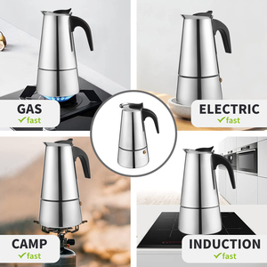 Hiện đại tùy chỉnh thép không gỉ Moka nồi BPA-free ý Stovetop Espresso <span class=keywords><strong>Maker</strong></span> cà phê percolator cho gas & bếp điện - Product Image 5