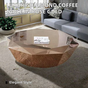 Table basse Sunbellar <span class=keywords><strong>de</strong></span> luxe au design carré en forme <span class=keywords><strong>de</strong></span> diamant, moderne, en acier inoxydable rose doré, facile à nettoyer, pour salon, villa, <span class=keywords><strong>maison</strong></span> - Product Image 5