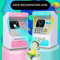 Tirelire électronique ATM pour enfants, jouet de simulation de reconnaissance faciale avec musique, mini tirelire à enroulement automatique des billets