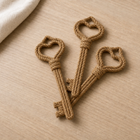 Décoration murale en corde de jute naturelle en forme de clé squelette pour chambre, entrée, salon, style rustique et campagnard