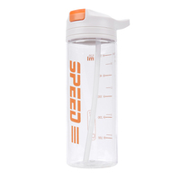 Bouteille de sport en plastique de 700 ml avec bouton à pression et paille
