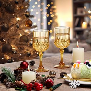<span class=keywords><strong>Verres</strong></span> à vin vintage jaunes en plastique de 210 ml (7 oz), <span class=keywords><strong>verres</strong></span> à boire incassables, verrerie de mariage, gobelets à <span class=keywords><strong>eau</strong></span> en cristal - Product Image 6