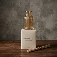 Diffuseur d'huiles essentielles en verre et rotin écologique, rond, rétro, sans alcool, 40 ml, 100 ml, 200 ml, 500 ml, couleur et logo personnalisables