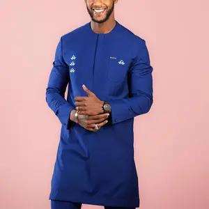 M-4XL नई पुरुषों के कपड़ों की अफ्रीकी राष्ट्रीय शैली कफ्तान पतलून लंबी आस्तीन दौर गर्दन शीर्ष आकस्मिक streetwear सूट 2-टुकड़ा सेट