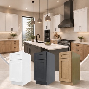 Armoire basse de style Shaker intemporel avec tiroir B09-B21 |   Armoires de cuisine prêtes à assembler |   Livraison gratuite Armoires en chêne blanc - Product Image 1