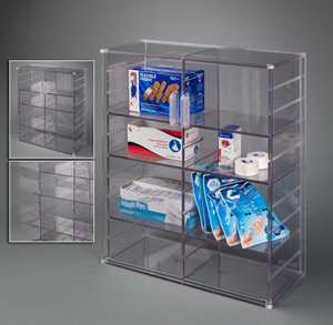 Étagère de présentation de médicaments pour <span class=keywords><strong>pharmacie</strong></span> personnalisée, 4 étagères, armoire de premiers soins en acrylique pour l'école avec étagères réglables/amovibles - Product Image 1