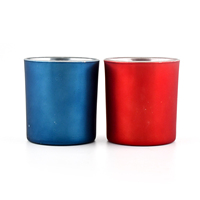 Pot à bougie personnalisé de luxe en verre bleu saphir mat avec couvercle et support, capacité de 3,5 oz, logo personnalisé pour la Saint-Valentin