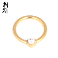 Bague créole segmentée articulée en acier inoxydable 316L plaqué or avec zircone cubique sertie de billes pour mariage et fiançailles