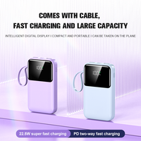 Batterie Li-Polymère Ultra Mince 22,5W/20W, Charge Rapide Type-C, Capacité 10 000 mAh, Comprend 4 Câbles Intégrés