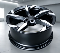 JWYC Nouveau design dynamique, alliage d'aluminium forgé haute pression, cinq branches, noir mat brossé doré gravé, ajustement universel 20 mm