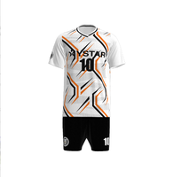 Jersey Sepak Bola Musim Panas Pria OEM Custom, Celana Pendek Senada, Ringan, Bernapas, Cepat Kering, Kerah Bulat, Poliester, Tim Profesional