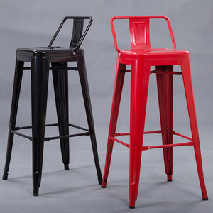 <span class=keywords><strong>Taburetes</strong></span> de barra de <span class=keywords><strong>cocina</strong></span> apilables coloridos Taburete alto de barra de metal metálico brillante mate negro <span class=keywords><strong>con</strong></span> reposapiés de <span class=keywords><strong>respaldo</strong></span> bajo - Product Image 5