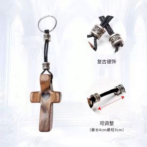 <b>Wooden</b> Key Black Walnut Handle <b>Piece</b> Church Easter Thumb Cross - Product Image 2
