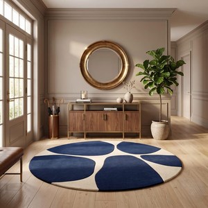 Modern Round Geometric Wool <b>Rug</b> Hand Tufted Handmade Circular Area Carpet for Bedroom Living Room <b>Nursery</b> Apartment Home Bulk - Product Image 3