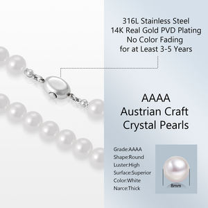 Collar de Perlas de Cristal para Novia, Cadena de Perlas de 8 mm, Chapado en Oro de 14K, Gargantilla Vintage Boho, Collar de Cuentas Redondas de Imitación para Mujer - Product Image 4