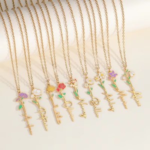 Regali in Metallo per San Valentino, Collana con Ciondolo a Forma <span class=keywords><strong>di</strong></span> Rosa in Acciaio Inossidabile Dorato per Ragazze - Product Image 2