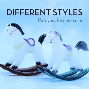 Лэмпворк ручной работы из муранского стекла, конь-качалка, милая лошадь, животные, фигурки, формы, украшения для игрушки, подарок - Product Image 2