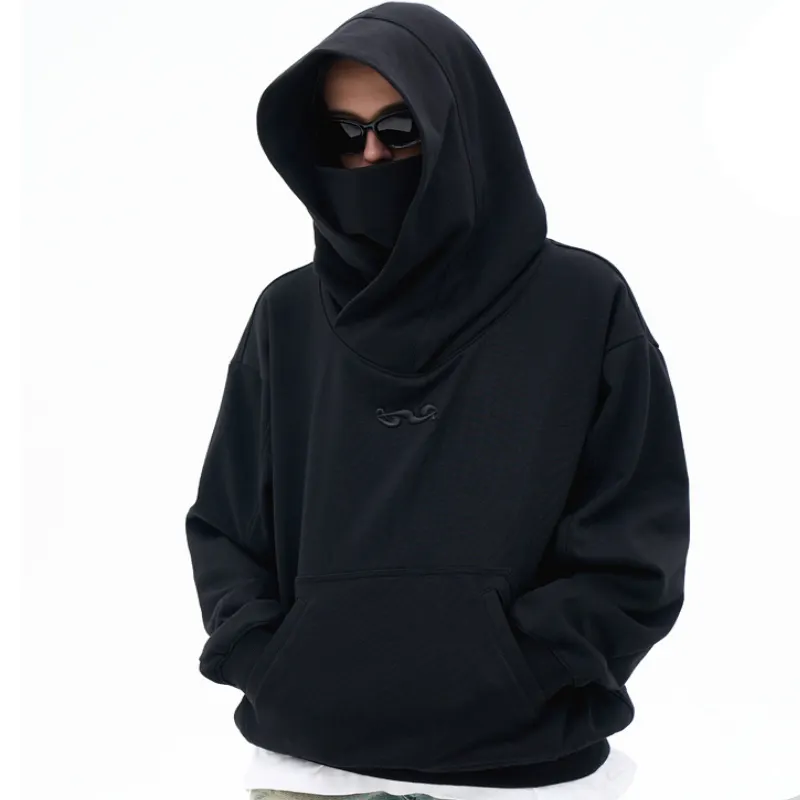 Thời trang OEM thiết kế tùy chỉnh màu Rắn Đeo mặt nạ hoodie đầy đủ mặt nạ Hoodies