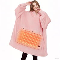 Plaid chauffant électrique surdimensionné à 3 niveaux de chaleur, avec capuche, en polaire, pour extérieur, style sweat-shirt, écologique