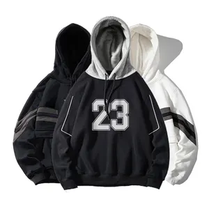 Custom Design Blank Plain Drop Shoulder Hoodies Us Size Two Color 100% Cotton Hoodie With String