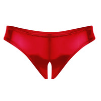 S-3XL 웨트룩 PVC 크로치리스 오픈 크로치 브리프 샤이니 PU 레더 비키니 쇼츠 타이즈 섹시 탕가 클럽웨어 여성 속옷 팬티