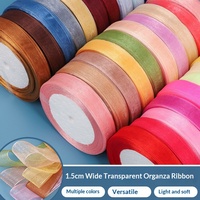 Pita Kupu-kupu Organza Transparan Mewah 1,5cm untuk Dekorasi Bunga Segar, Buket, Kue, Hadiah, Pernikahan, Natal