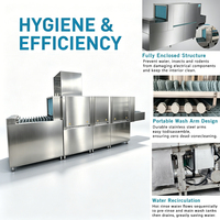 Lave-vaisselle à convoyeur en acier inoxydable, automatique, 4500 assiettes/heure, système de double rinçage et séchage, lave-vaisselle commercial à passage continu