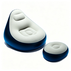 Sofá Inflable con Reposapiés, Sillón de Aire Acolchado para Sala de Estar, Mueble de Descanso con Respaldo Reclinable - Product Image 1