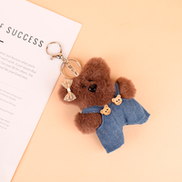 Nouveau porte-clés ours en peluche mignon à habiller, animal en peluche doux et moelleux, pendentif de sac, porte-clés de voiture tendance, cadeau créatif pour femmes et filles