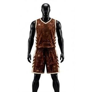 Ensemble de maillots de basket-ball pour femmes, col rond, sans manches, impression par transfert thermique, respirant, séchage rapide, spandex/nylon, vêtements de sport, 220g - Product Image 1