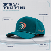 Nouvelle Casquette de Golf Sportive en Polyester Imperméable à 5 Panneaux avec Logo Personnalisé en PVC, Casquette de Baseball Perforée Découpée au Laser, Casquette de Papa avec Cordon