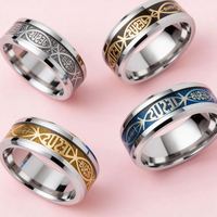 Anneau simple en acier inoxydable de 8 mm argenté, doré, bleu, noir, tendance, nouveau, pour Halloween, Pâques, Noël, anneau de Jésus, anneaux de doigt