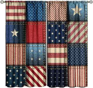 Rideaux occultants drapeau américain, <span class=keywords><strong>d</strong></span>écor patriotique pour le Memorial Day des États-Unis, imprimé rétro Bottes de <span class=keywords><strong>la</strong></span> Liberté, pour fenêtres, 2 panneaux - Product Image 2