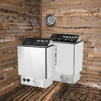Calentador de Sauna Acrílico Moderno con Ventanas de Techo, Panel de Control Externo Montado en la Pared, Estufa de Vapor Seco de 4.5KW-8KW para Uso Familiar y en Hoteles