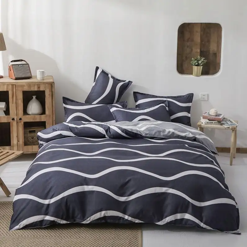 WW-785 bán buôn in ấn Quilt Cover Polyester tấm ga trải giường đặt sợi nhỏ bộ đồ giường với 45*75 cm gối