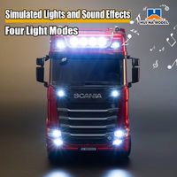 Camions télécommandés à l'échelle 1/18, 19 canaux, Scania 770, modèle en alliage, voiture jouet, peut ouvrir les portes avec des lumières, semi-remorque, jouet pour garçon