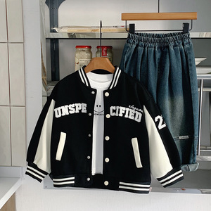 Nouvelle <span class=keywords><strong>veste</strong></span> de baseball décontractée à manches longues pour garçons, style universitaire, pour enfants de 2 à 12 ans, collection 2026 - Product Image 3