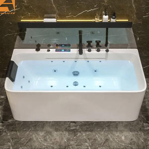 Baignoire autoportante moderne d'intérieur en acrylique avec jets pour Villa White Jacuzzies Baignoire à remous avec douche et cascade intégrée - Product Image 2