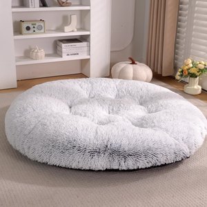 Manufacturer Wholesale Custom Logo Soft Warm <strong>Dog</strong> <strong>Bed</strong> Cat Mat Long Plush Round Pet Cushion Modern Style Fashion Solid Pattern - Product Image 2