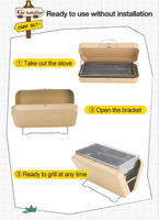 Mini valise pour barbecue en plein air mallette portable style camping barbecue à charbon de bois pliant