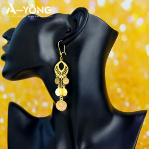 Boucles d'oreilles en or 18 carats de style <span class=keywords><strong>arabe</strong></span> classique, bijoux vintage à pampilles, boucles d'oreilles pour femmes - Product Image 4